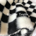 Black White Jacquard Short Pile Artificial Raccoon Fur